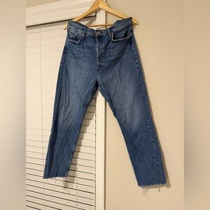 MOTHER Tomcat Ankle Fray Jeans in Classic Blue size 34